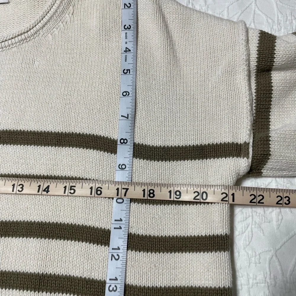Madewell Conway Pullover Sweater Cream With Green Stripes Size XS